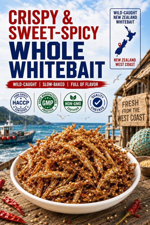 🔥 Limited Seasonal Catch | Spicy-Sweet Whole Whitebait Snacks – Wild-Caught New Zealand Fish, Slow-Baked, Crispy & Protein-Rich-8CR5
