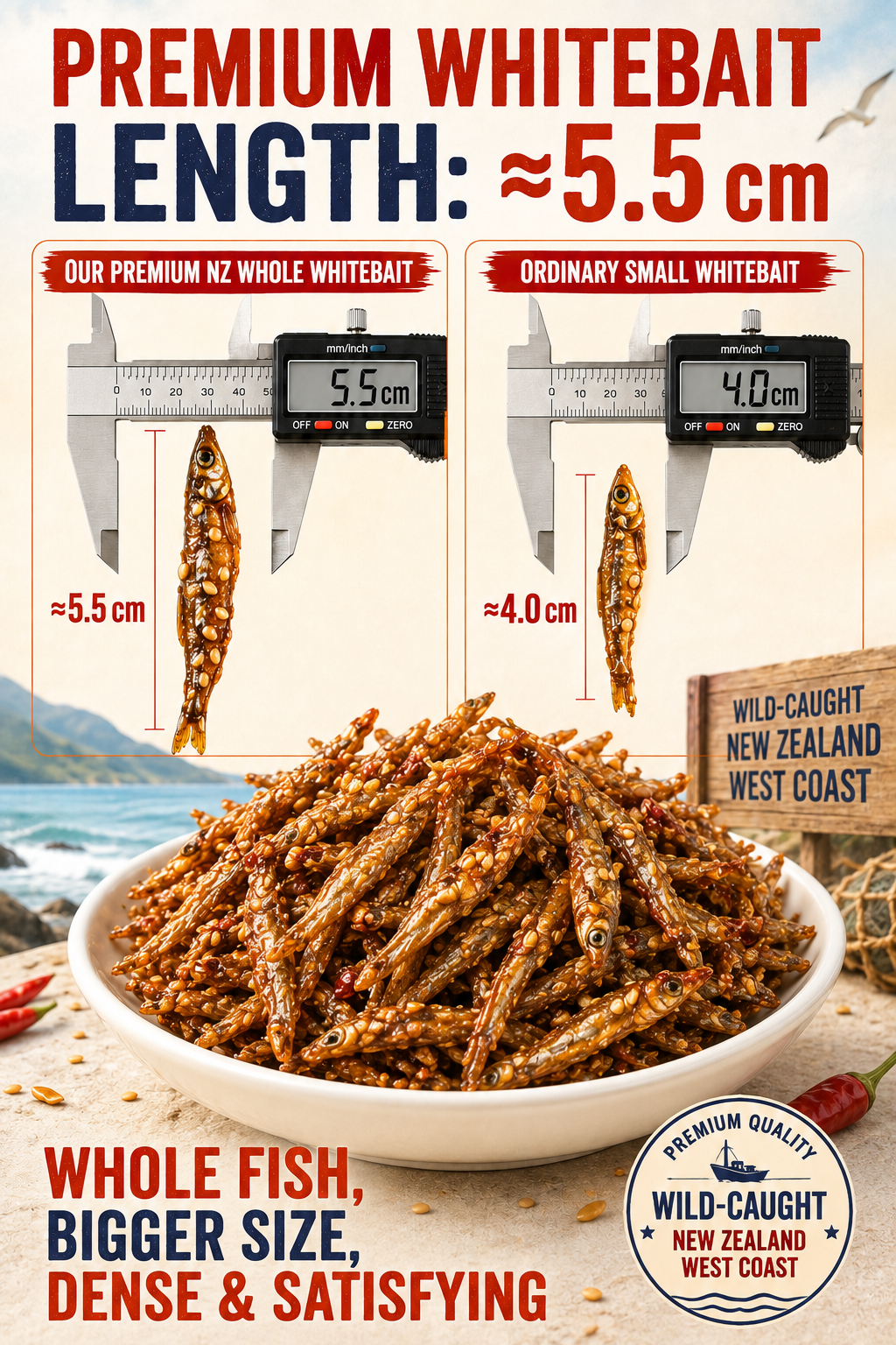🔥 Limited Seasonal Catch | Spicy-Sweet Whole Whitebait Snacks – Wild-Caught New Zealand Fish, Slow-Baked, Crispy & Protein-Rich-8CR5