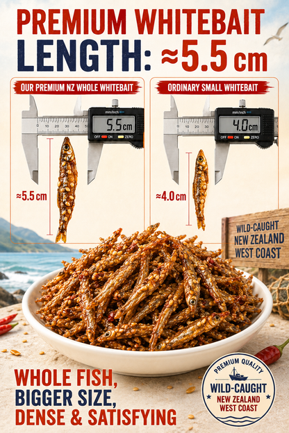 🔥 Limited Seasonal Catch | Spicy-Sweet Whole Whitebait Snacks – Wild-Caught New Zealand Fish, Slow-Baked, Crispy & Protein-Rich-8CR5