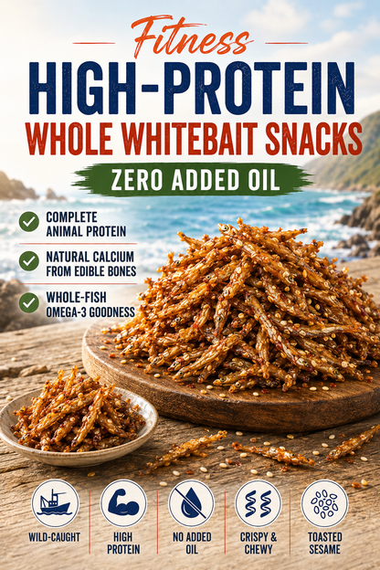 🔥 Limited Seasonal Catch | Spicy-Sweet Whole Whitebait Snacks – Wild-Caught New Zealand Fish, Slow-Baked, Crispy & Protein-Rich-8CR5