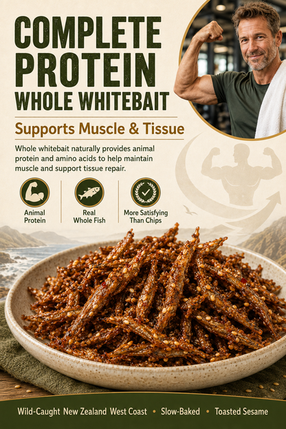 🔥 Limited Seasonal Catch | Spicy-Sweet Whole Whitebait Snacks – Wild-Caught New Zealand Fish, Slow-Baked, Crispy & Protein-Rich-8CR5