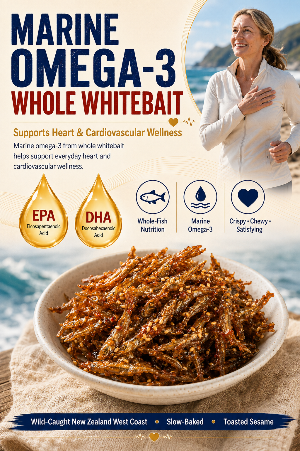 🔥 Limited Seasonal Catch | Spicy-Sweet Whole Whitebait Snacks – Wild-Caught New Zealand Fish, Slow-Baked, Crispy & Protein-Rich-8CR5