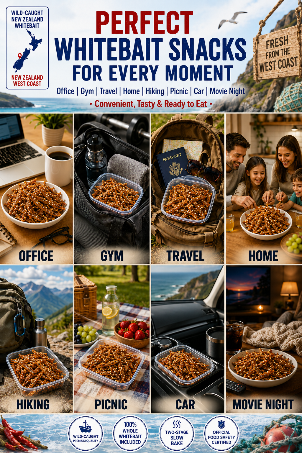🔥 Limited Seasonal Catch | Spicy-Sweet Whole Whitebait Snacks – Wild-Caught New Zealand Fish, Slow-Baked, Crispy & Protein-Rich-8CR5