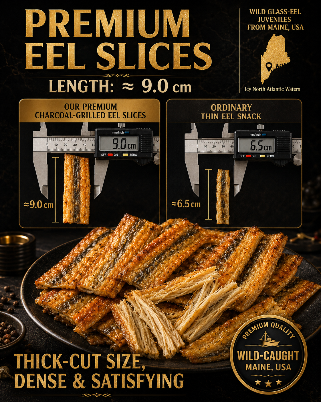 🏆Premium Wild-Caught Charcoal-Grilled Eel Slices🏅|Thick-Cut High-Protein Seafood Snack🐟-8HJ9