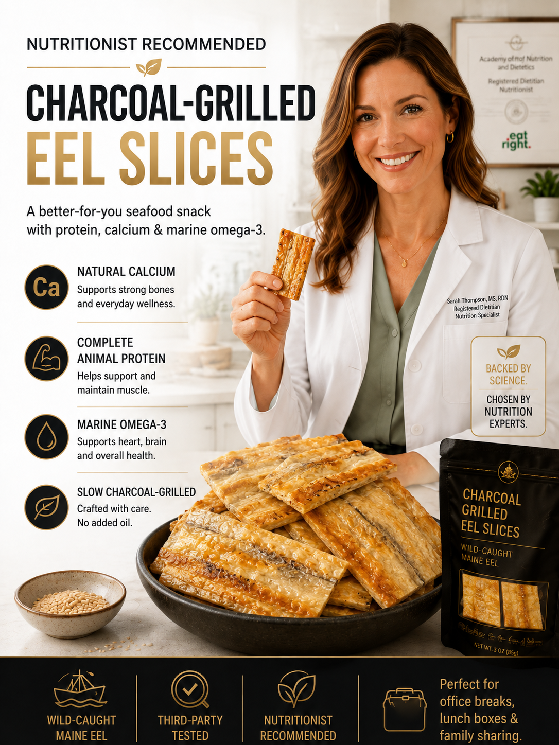 🏆Premium Wild-Caught Charcoal-Grilled Eel Slices🏅|Thick-Cut High-Protein Seafood Snack🐟-8HJ9