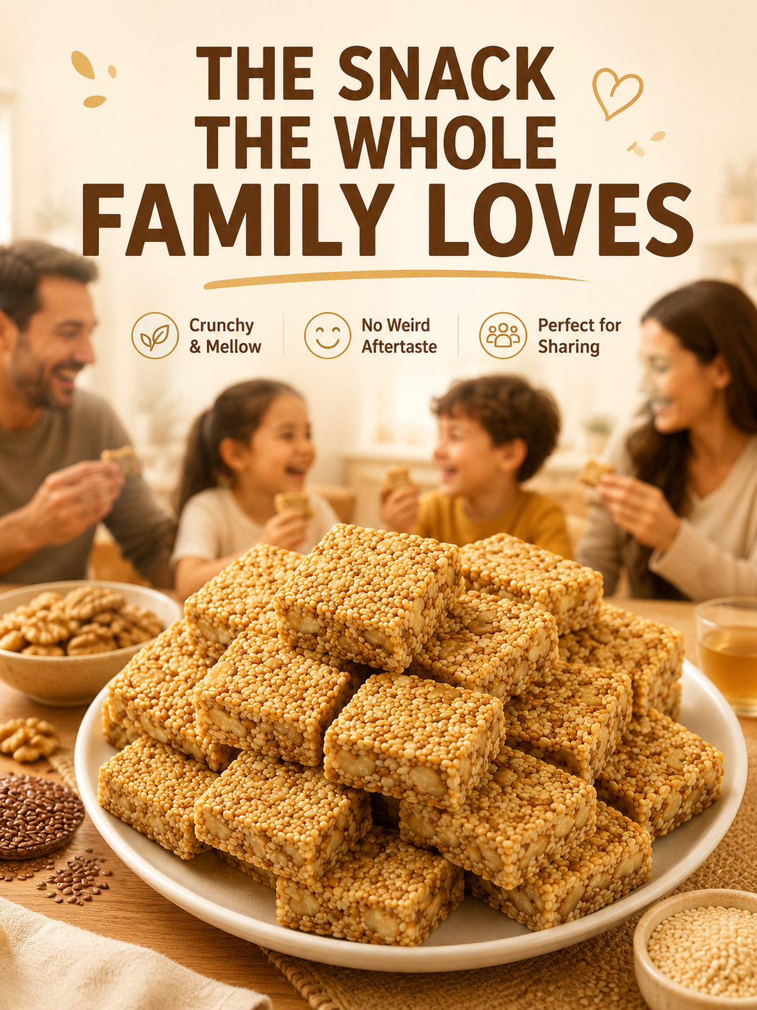 🏆 #1 Nut & Seed Snack 🔥 Flaxseed Walnut Sesame Squares – Crunchy, Nutty & Satisfying-8CR5