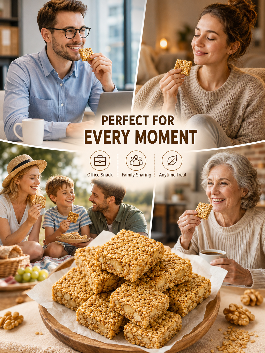🏆 #1 Nut & Seed Snack 🔥 Flaxseed Walnut Sesame Squares – Crunchy, Nutty & Satisfying-8CR5