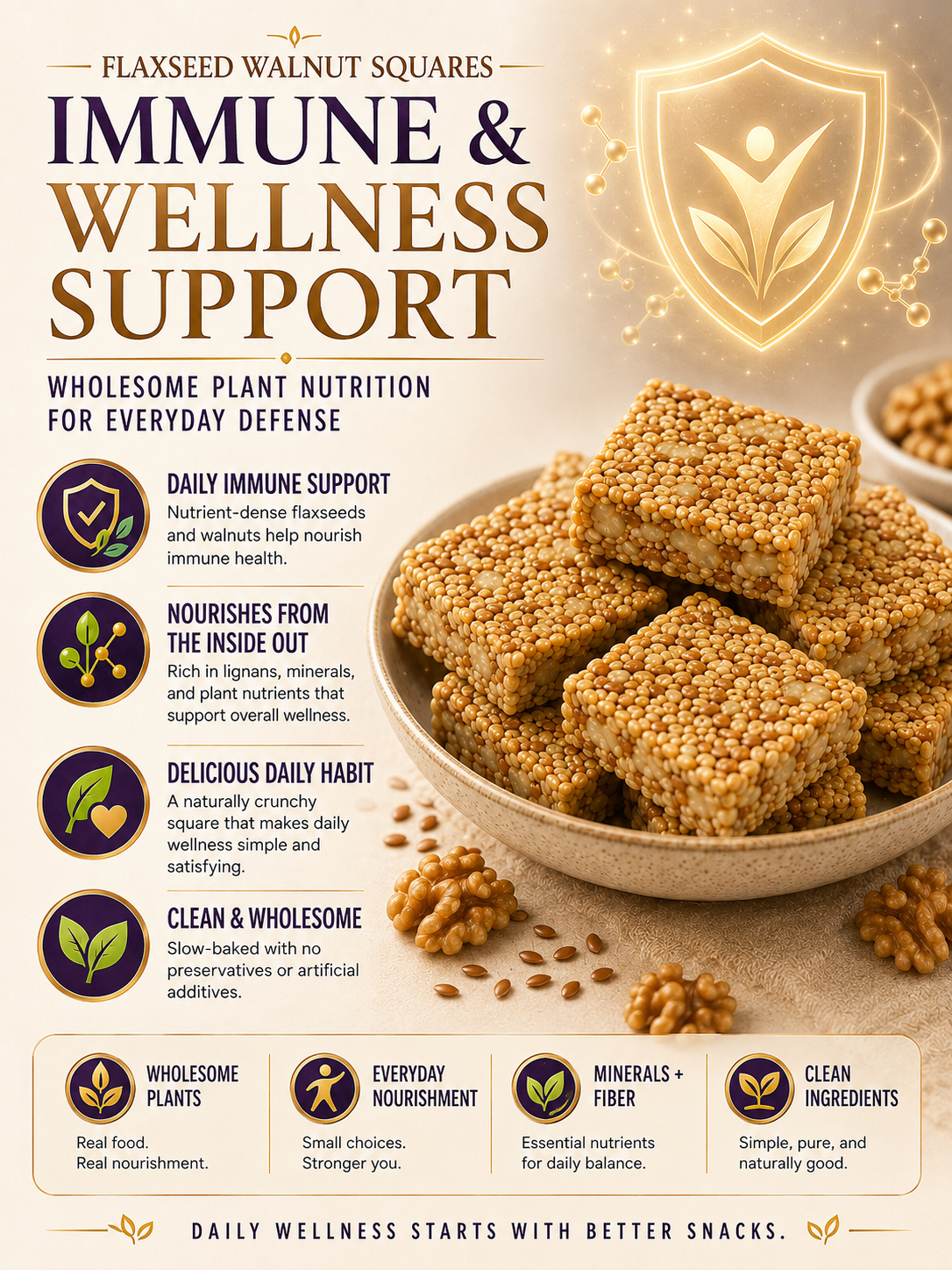 🏆 #1 Nut & Seed Snack 🔥 Flaxseed Walnut Sesame Squares – Crunchy, Nutty & Satisfying-8CR5