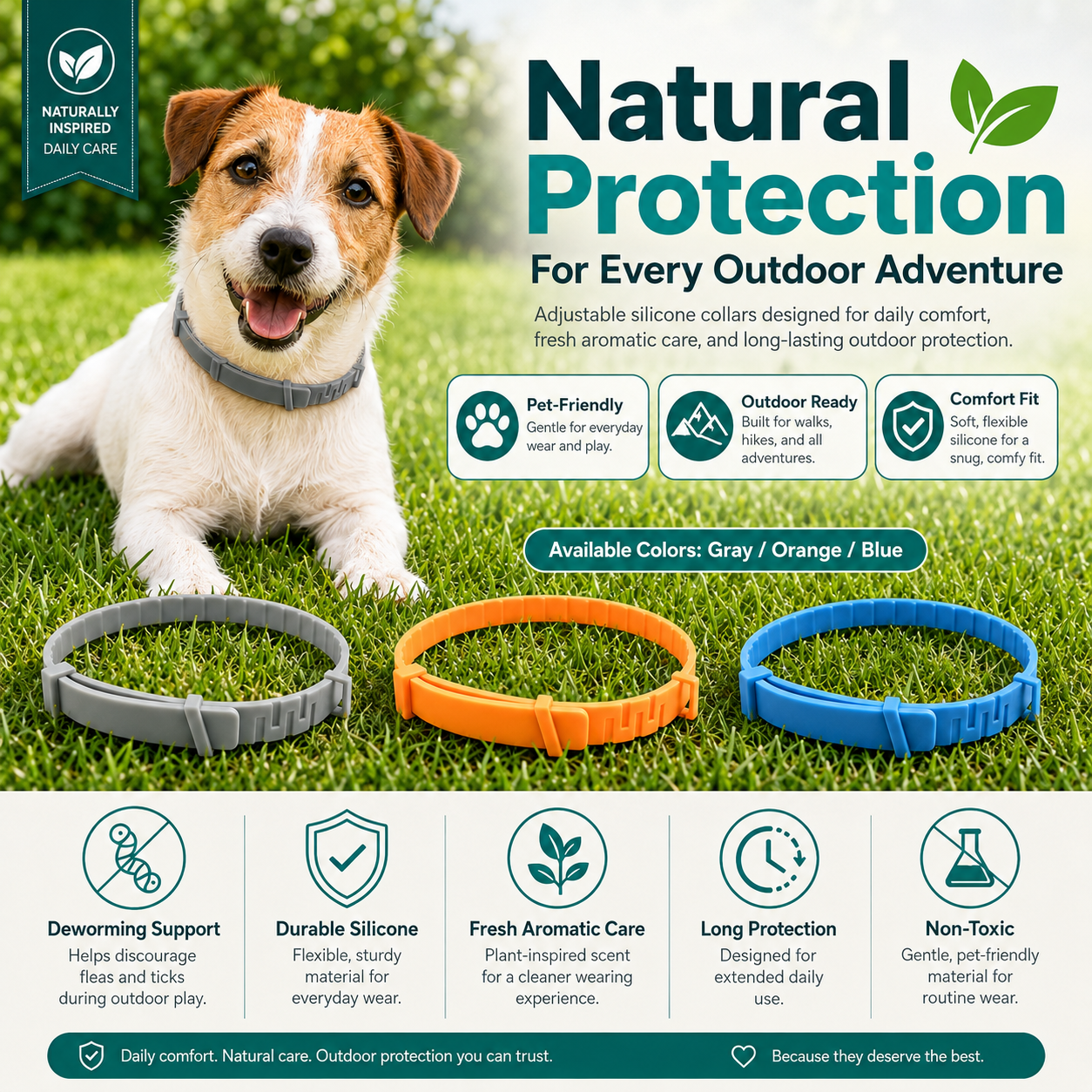 🔥 50% OFF Today 🐾Premium Natural Flea & Tick Protection Collar for Dogs & Cats – 60 Days Waterproof Botanical Defense-8YF7