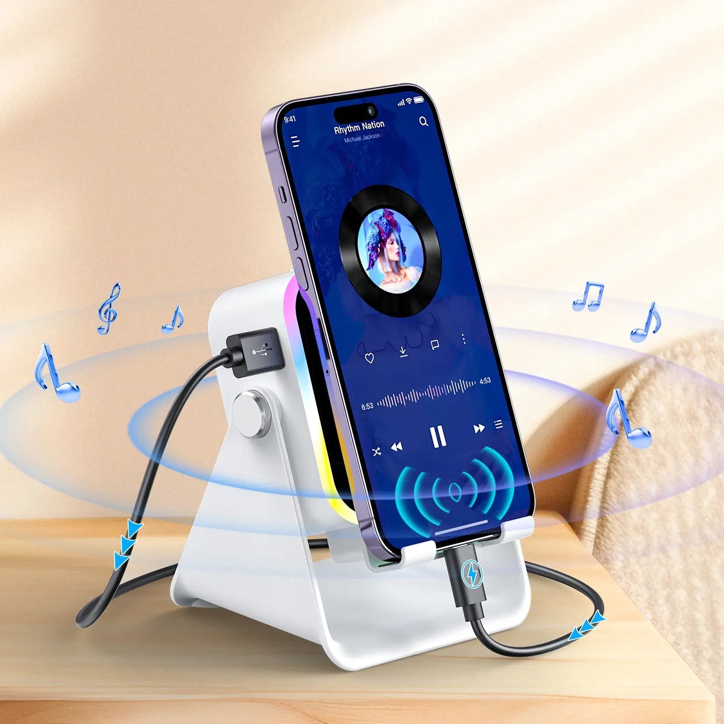 🔊🔊🔊5-in-1 Wireless Speaker Phone Stand with Power Bank-8POP