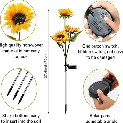 🌻 Dilyhbu Solar Sunflower Garden Lights – Waterproof Outdoor LED Decor with Automatic Dusk-to-Dawn Glow-8AOE1