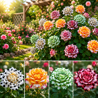 🌹 Dilyhbu Multi-Headed Spotted Rose Seeds – Rare Colorful Blooms for Stunning Gardens-8POP