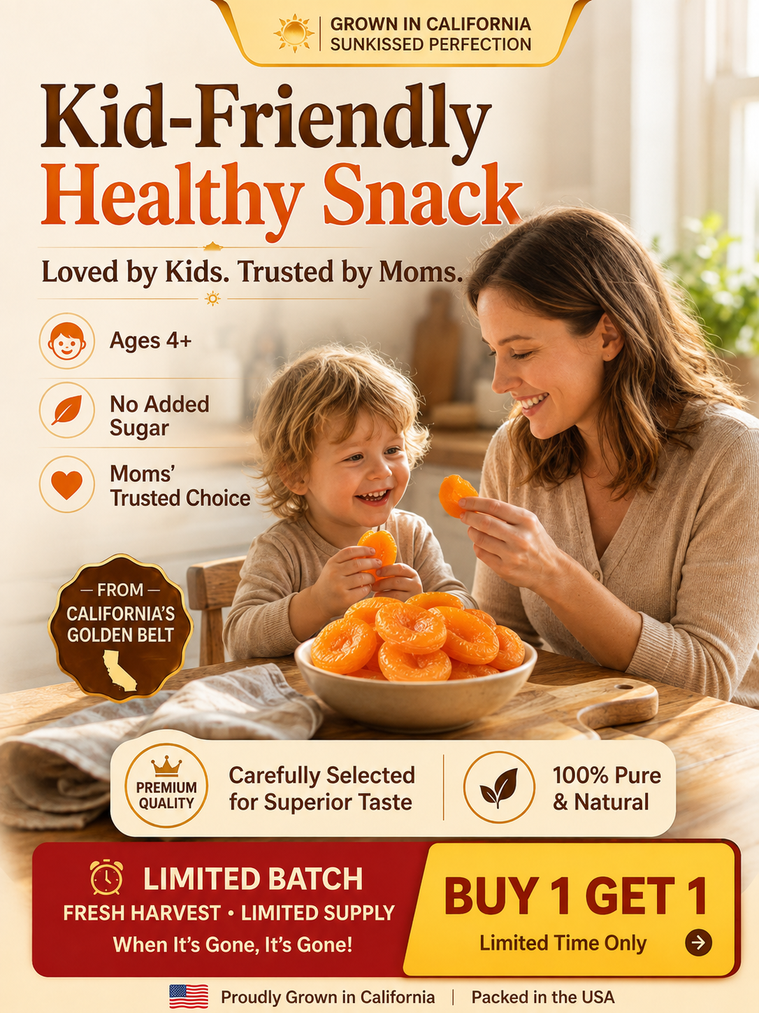 ☀️California Orchard-Dried Apricots – 🍑Soft, Juicy & Naturally Sweet-Sam