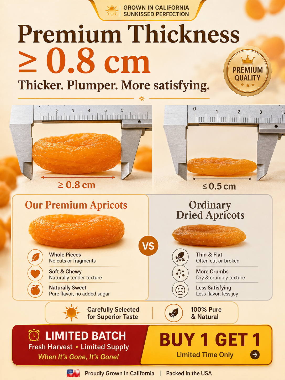 ☀️California Orchard-Dried Apricots – 🍑Soft, Juicy & Naturally Sweet-Sam
