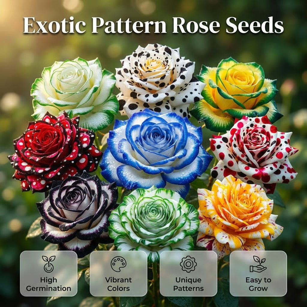 🌹 Dilyhbu Multi-Headed Spotted Rose Seeds – Rare Colorful Blooms for Stunning Gardens-8POP