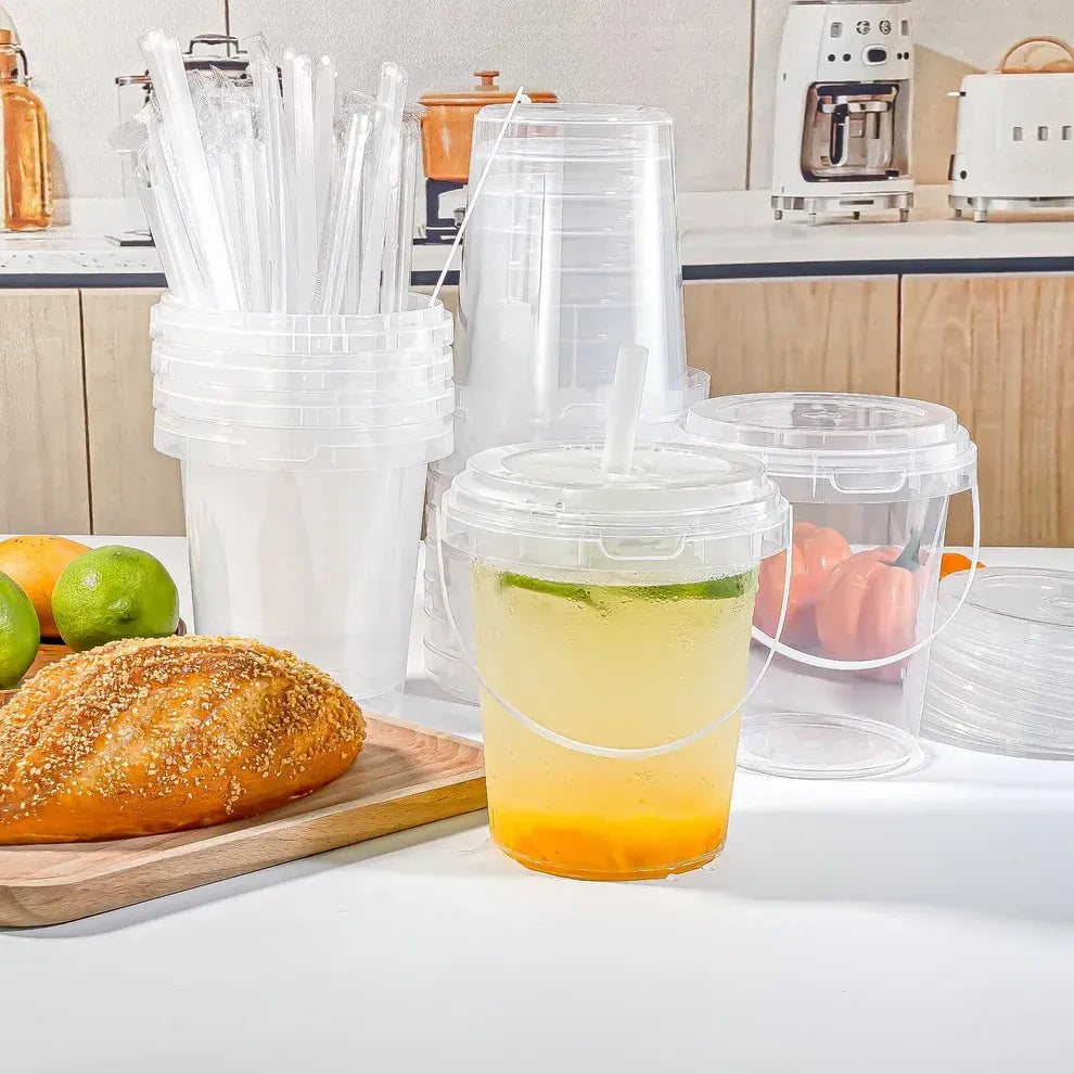 🥤 Large Reusable Plastic Cups with Lid & Straw – 3/5/10 Pack (33.81 oz)-8POP