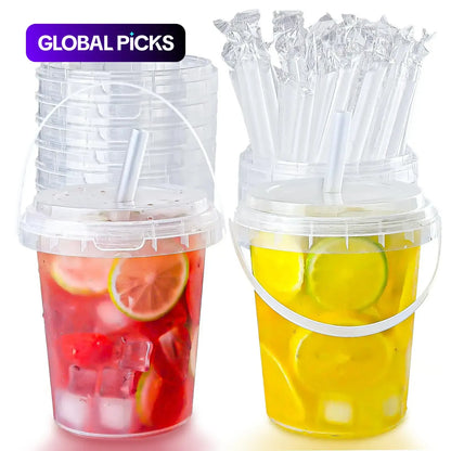 🥤 Large Reusable Plastic Cups with Lid & Straw – 3/5/10 Pack (33.81 oz)-8POP