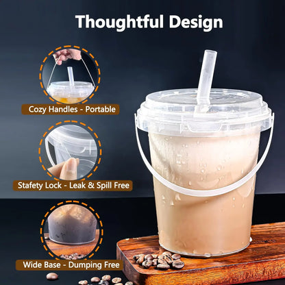 🥤 Large Reusable Plastic Cups with Lid & Straw – 3/5/10 Pack (33.81 oz)-8POP