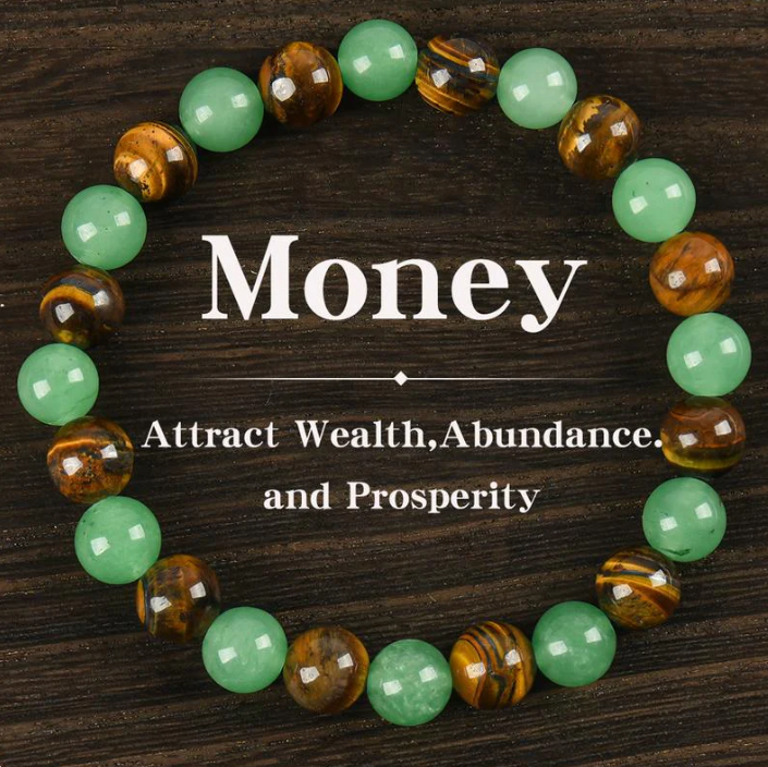 Arpurraina Money Attraction Bracelet with Green Aventurine & Tiger Eye-8POP
