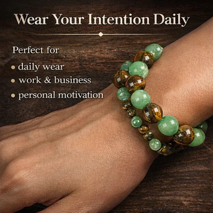 Arpurraina Money Attraction Bracelet with Green Aventurine & Tiger Eye-8POP