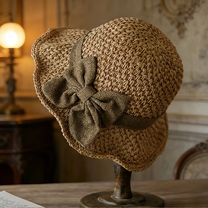 🌞Elegant Woven Straw Sun Hat with Bow-8POP