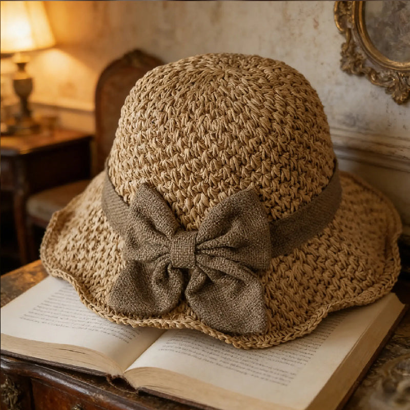 🌞Elegant Woven Straw Sun Hat with Bow-8POP