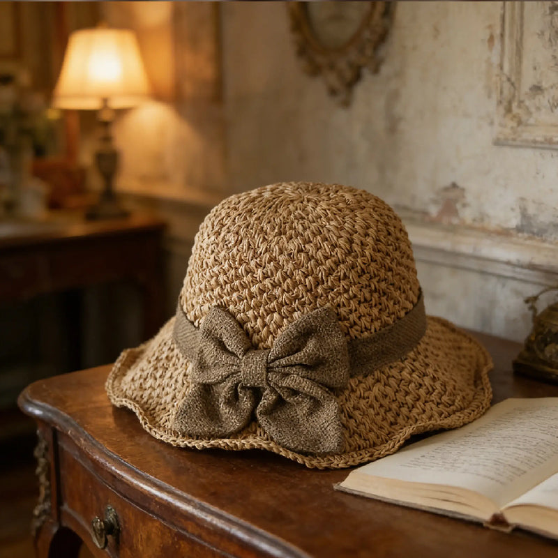 🌞Elegant Woven Straw Sun Hat with Bow-8POP
