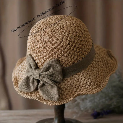 🌞Elegant Woven Straw Sun Hat with Bow-8POP
