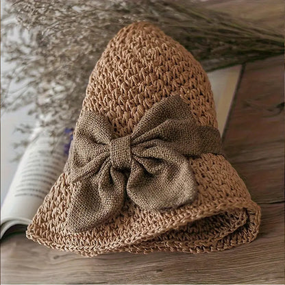 🌞Elegant Woven Straw Sun Hat with Bow-8POP