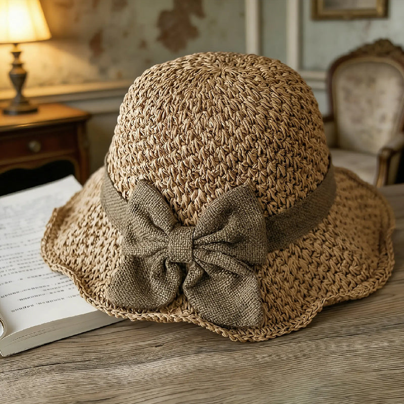 🌞Elegant Woven Straw Sun Hat with Bow-8POP