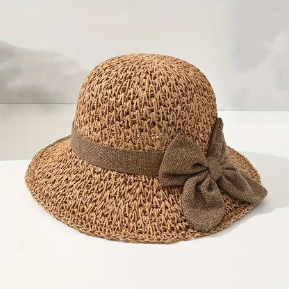 🌞Elegant Woven Straw Sun Hat with Bow-8POP