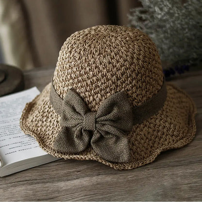 🌞Elegant Woven Straw Sun Hat with Bow-8POP