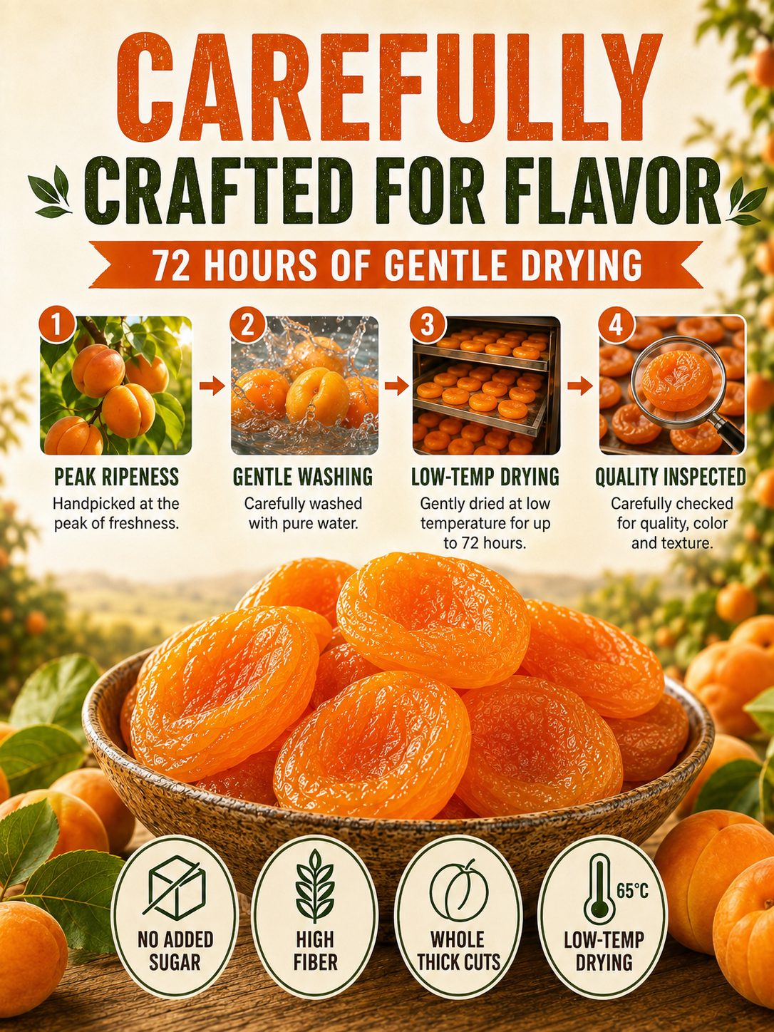 ☀️California Orchard-Dried Apricots – 🍑Soft, Juicy & Naturally Sweet-Sam