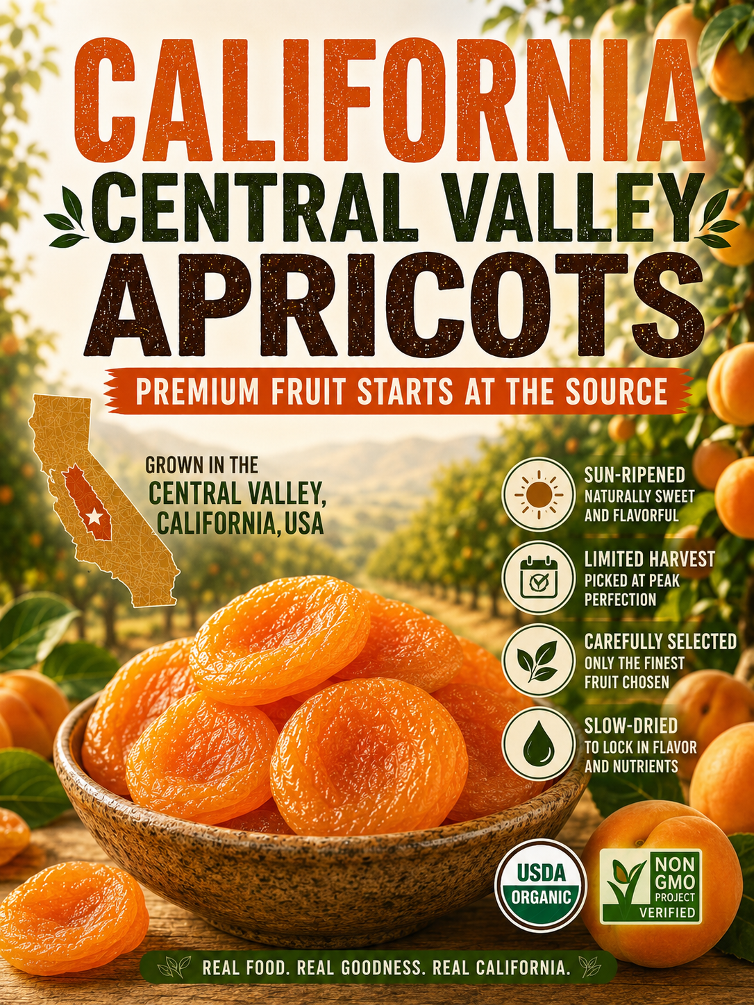 ☀️California Orchard-Dried Apricots – 🍑Soft, Juicy & Naturally Sweet-Sam