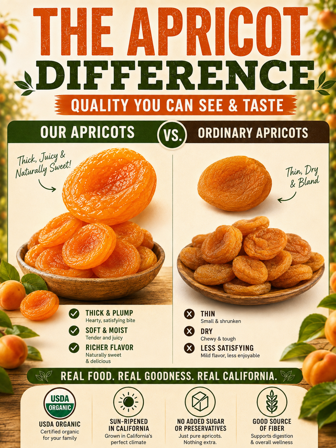 ☀️California Orchard-Dried Apricots – 🍑Soft, Juicy & Naturally Sweet-Sam